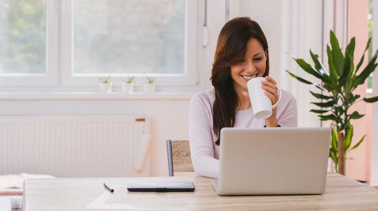 Woman working from home