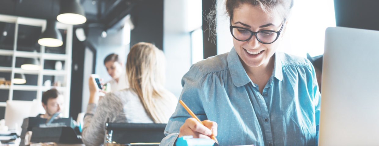 business woman working at desk