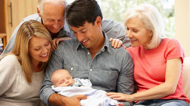 New Parents and Grandparents with baby